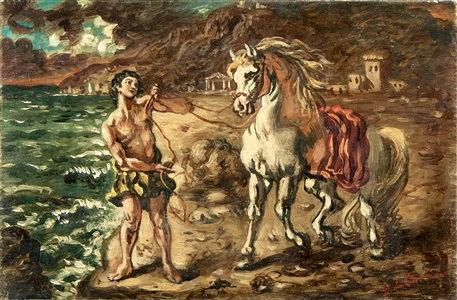 ippolito e il suo cavallo in riva al mare by giorgio de chirico