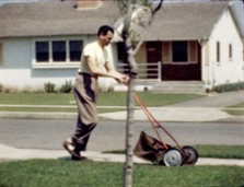 Dad Mowing the Lawn #22 from the series Pictures from Home by Larry Sultan