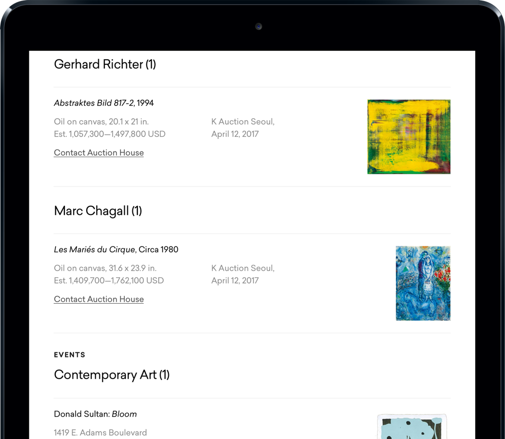 Market Alerts is a tool that keeps you ahead of the art market